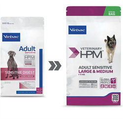 Virbac HPM Sensitive Digest  LARGE & MEDIUM, Hundefoder til sensitive hunde. 12 kg. 